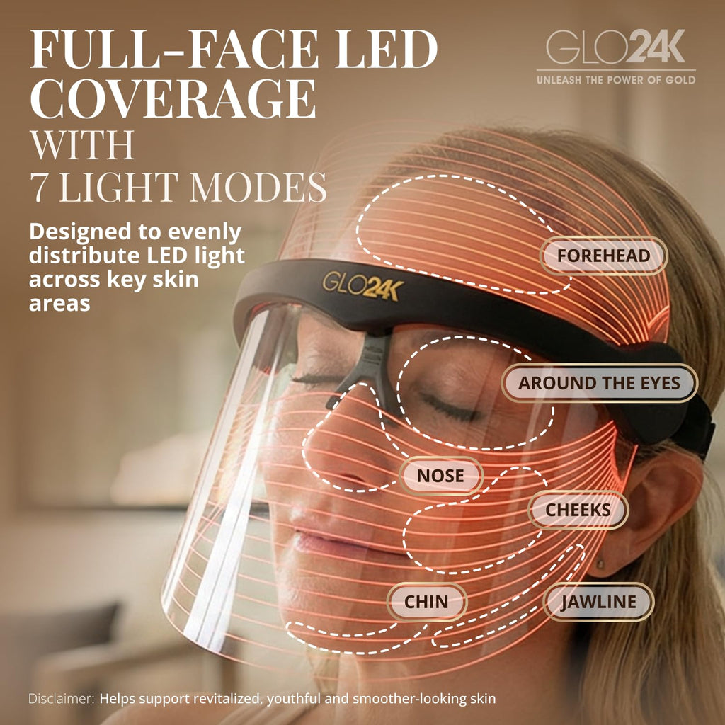 GLO24K Mascarilla LED Facial 7 Colores - Terapia De Luz