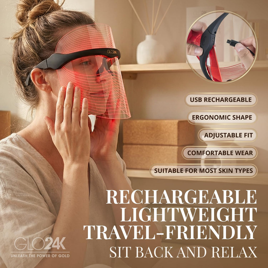 GLO24K Mascarilla LED Facial 7 Colores - Terapia De Luz