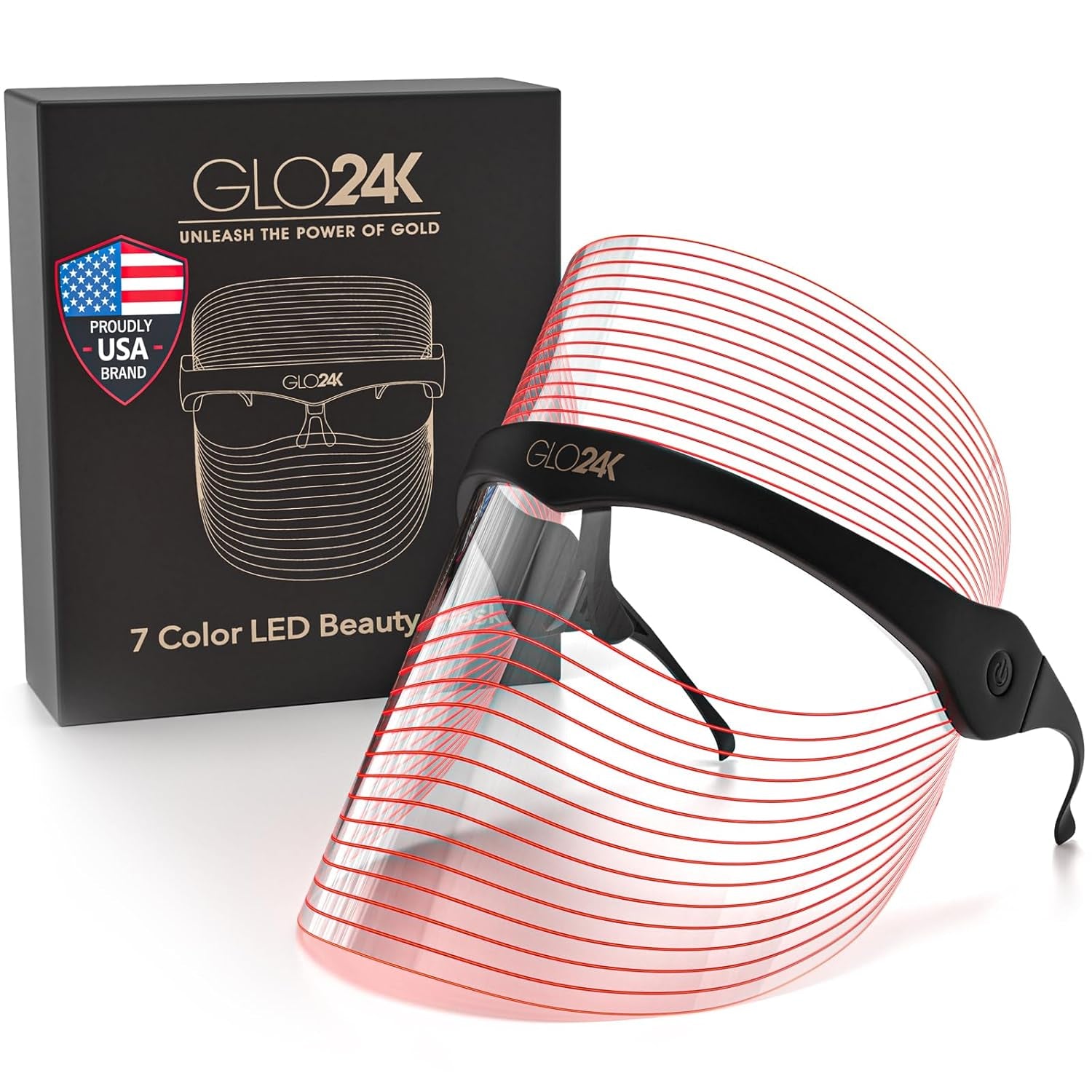GLO24K Mascarilla LED Facial 7 Colores - Terapia De Luz